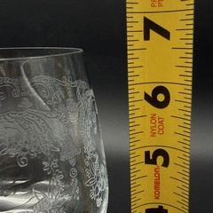 Set of 6 Vintage Bohemia Crystal Etched Floral Goblets Czechoslovakia 6.5”