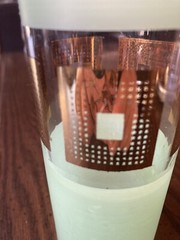 Vtg highball Bartlett Collins mid modern gold guild green pastel glass
