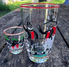 Novelty Mid Century Modern Bar Glass w/Shot Glass