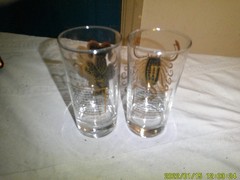 2 VINTAGE ZODIAC DRINKING GLASS GLASSES ARIES SCORPIO GOLD GRAPHICS