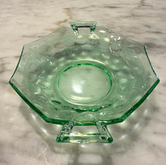Vintage Heisey Empress Moongleam Green Octagon Mint Dish with Etching 447 – EUC