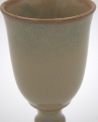 D.K. Clay NC Studio Pottery Goblets Set of 3 Oatmeal/Warm Sand 6.625″ Read Cond