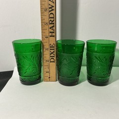 Anchor Hocking Forest Green Glasses And Fruit Bowl Mixed Lot Of 5
