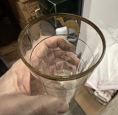 five glass tumblers with silver overlay animals