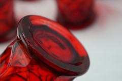 Georgian Ruby (6) Flat Tumblers, 5″, Cut Bottom (BOX B) (B53)