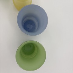 Vintage Anchor Hocking Rainbow Pastel Frosted Tumblers Set of 4 Ring Bottom MCM