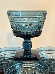 Set of 4 Vtg Colony Park Lane Blue 5 Oz. Champagne / Sherbet Glasses 4 1/4” H