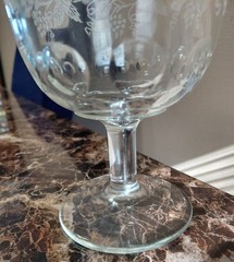 Vintage Bartlett-Collins Grape and Leaf Thumbprint Glass Water Goblet