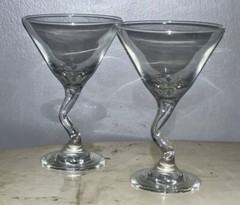 Libbey Glass Z Bent Stem Martini Cocktail Clear Barware Zig Zag – 2