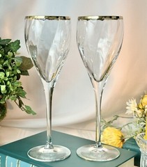 Palio Gold Wine Glass Primavera Di Cristallo Vintage Wine Goblets – Pair *