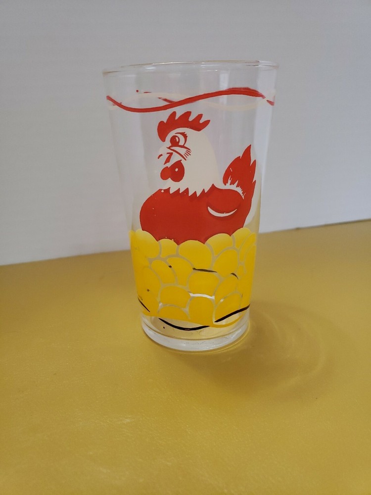 Vintage Federated Red Chicken/hen glass with Golden Eggs
