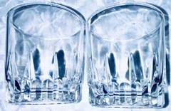 RARE BRAZIL OLD FASHION ROCKS BARWARE Granny-core Glass Tumbler Set Of 2