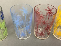 Lot 6 Vtg Kraft Swanky Swigs Juice Drink Glasses Floral Graphics 3.5″~Pre-Owned