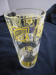SWANKY SWIG Sultana Jelly 16oz Glass Yellow/White E-7 Leaf Leaves 6 1/4″ Tumbler
