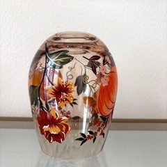 Hand Painted Fall Pumpkin Stemless Wine Glasses Set of 2 Chic Barware NEW