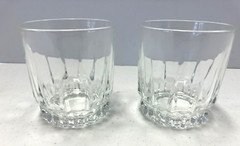 2 VTG Arcoroc France Clear Vertical Cut On The Rocks LANCER Glasses 10.5 oz 10