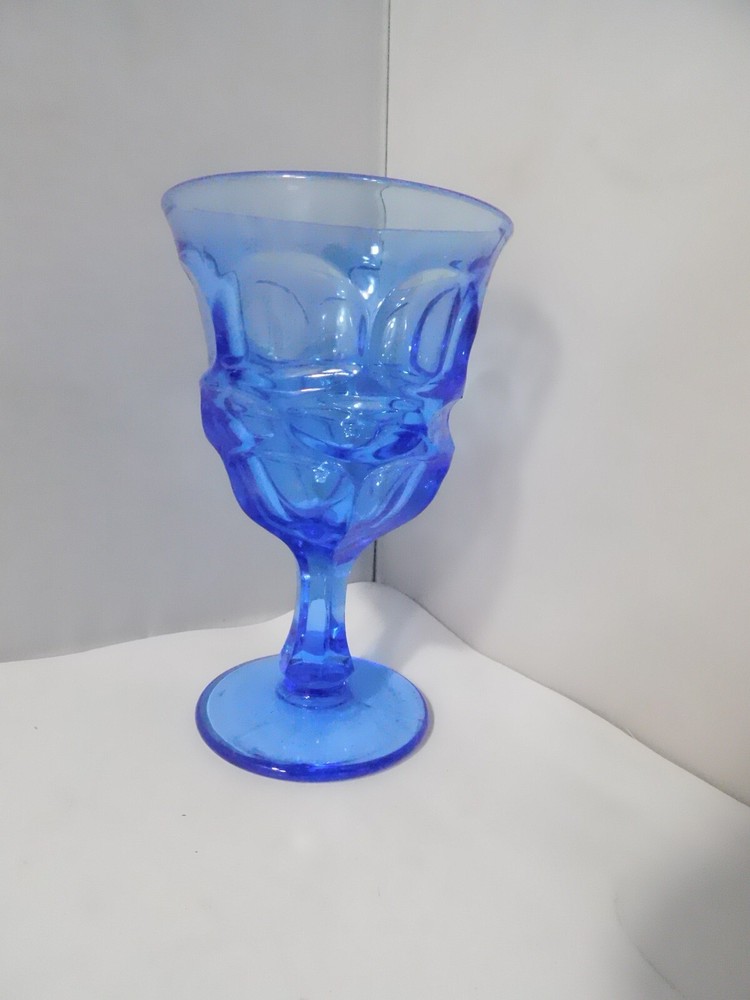 Fostoria Argus Blue Stemmed Water Glass Goblet 6 5/8″