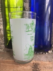 Federal Glass State Souvenir Juice Glasses Kansas Vintage green