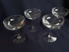 Set of Four Elegant Champagne/Dessert Glasses w/ Grape Motif