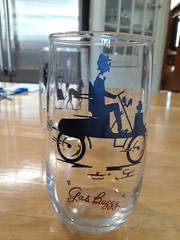 2 VINTAGE ANCHOR HOCKING GLASSES «THE HANSOM» & «GAS BUGGY» B8