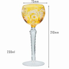 Bohemian Style Crystal Glass Goblets Handmade Wine Glass Orange Color 7.6oz