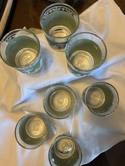 VTG Wedgwood Jasperware Hellenic Jeanette Green Greek Cocktail Glasses Set of 7.