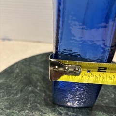 Libbey Cobalt Blue Pebbled Glass Bottle Decorative Vase, See Pics For Info!