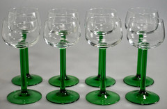 Luminarc Glass Wine Glasses Lot 8 French Kelly Green Stem Cocktail Goblets Vtg