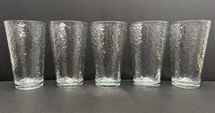 Set of 5 Vintage Libbey Glass Aztec Crystal 6″ Iced Tea Beverage Tumblers