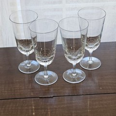 4 Pier 1 Bubbles Water Goblets 8.25″ ice tea glasses 16oz contemporary art glass