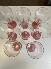 8 Vintage 1980’s Ingrid of Chicago Plastic Long Stem Wine Glasses Pink Poolside