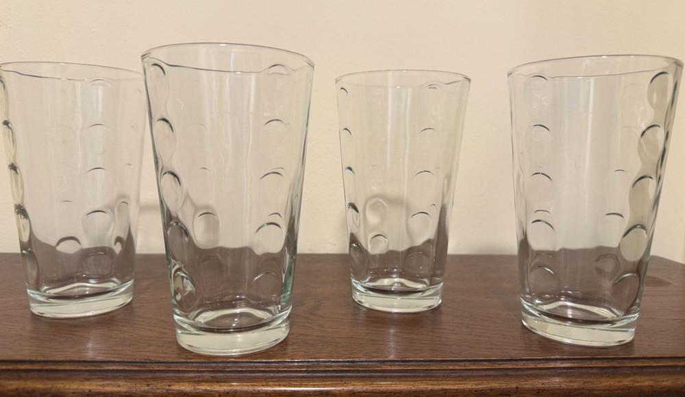 Vintage Libbey Coin Dot Thumbprint Urban Dot 16 oz Tumblers Glasses Set of 4