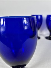Set of 4 Libbey Cobalt Blue Water Goblets 7.25” Vintage Glass USA Stemware