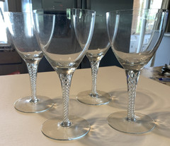 TIFFANY & Co. Wine Water Glasses Crystal Double Helix Stemmed Set of 4 71/4 Tall