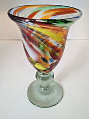Handblown Multicolor Studio Art Glass Drinking/Wine Glasse 6.5″
