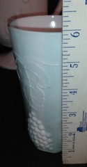 Indiana Glass Colony Harvest Grape Milk Glass Set of Pitcher & 6 Tumblers HEAVY!