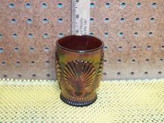 Vintage DUGAN Amethyst Carnival Glass «Beaded Shell» Pattern Tumbler