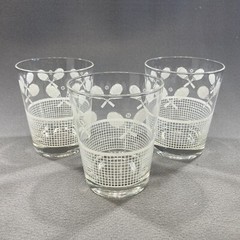 3 Libbey Tennis Racquet Double Old Fashioned Glasses 12 Oz