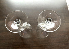 Vintage Clear Crystal Stemmed Wine Glasses, Blue Manganese Glow