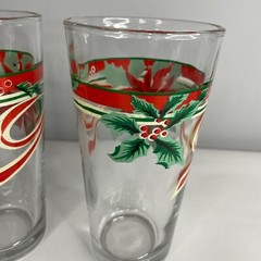 Set of 2 Vintage KIG Indonesia Christmas Poinsettia Flower Glass Tumblers