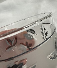 LIBBEY MCM Silver Leaf  2 Barware Glasses Vtg 1960s & Sugar And Creamer Set Vtg