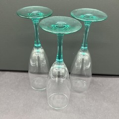 3 Turquoise Stem Cristal D’Arques-Durand Luminarc Champagne Flute Glass Teal
