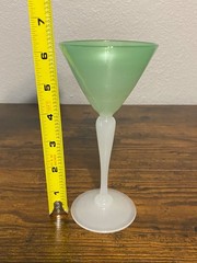 ANTIQUE STEVENS & WILLIAMS Jade Green & Alabaster Cocktail/WIne Glass 6.25″H