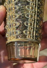 4 Rare Moser Bohemian Metal Overlay Cut Art Glass Juice Tumblers
