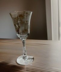 Lenox Crystal Floral Etched Glass Wine Goblet, 6 oz Pair Vintage Stemware, USA