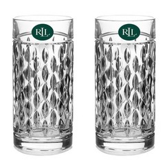 Ralph Lauren Crystal Glasses Aston Collection Highball Cocktail Tumbler Set of 2
