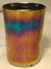Northwood Carnival Drinking Glass Enameled Hand Painted Cherries Tumbler