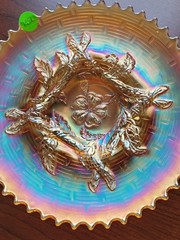 Marigold Dugan Carnival Glass Apple Blossom Twigs Plate or Low Bowl