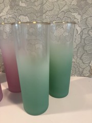 Set Of 8 Vintage Federal Glass Co. «Blendo» style Collins glasses 4 Ombré Color