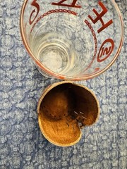 VTG LIBBEY BAMCO GLASS TOOLED Texas OIL FIELD RIG LEATHER HOLDER Cattle Brands